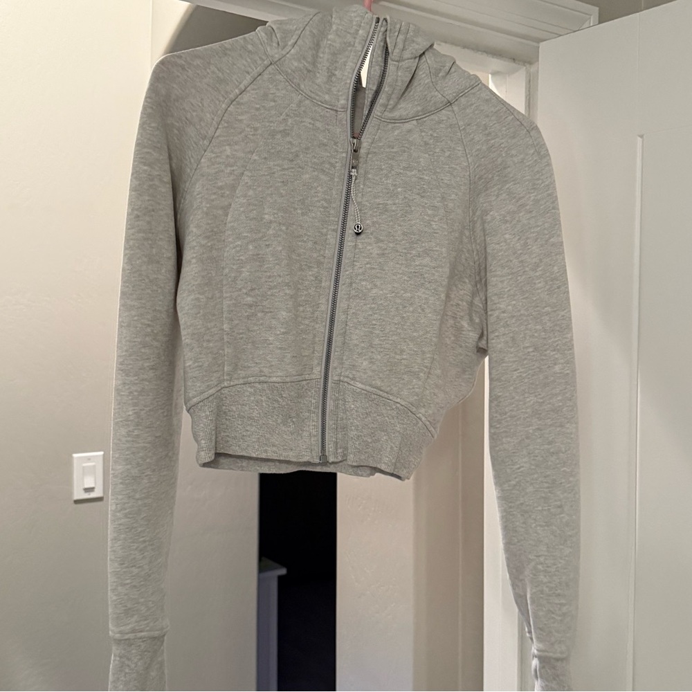 Gray Women's Crop Zip-Up Hoodie